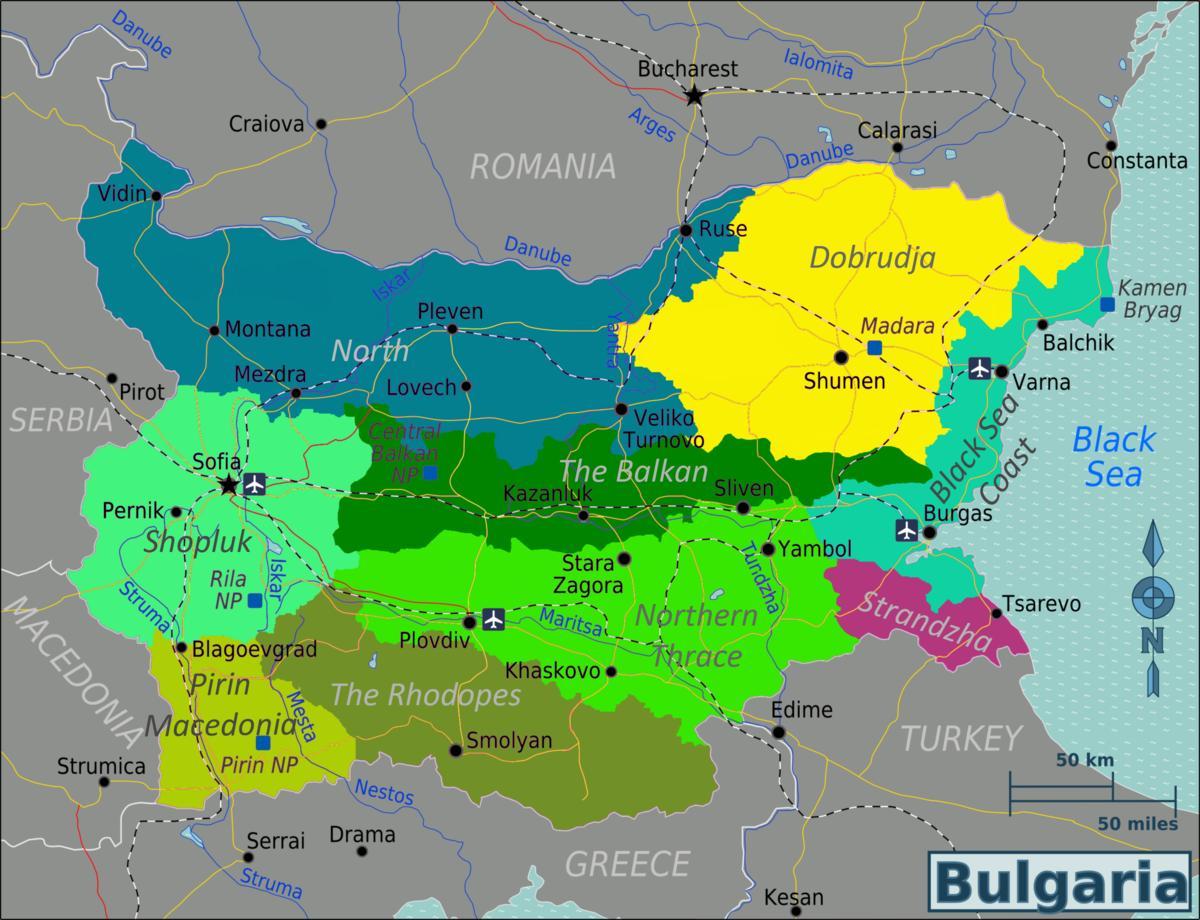 mapa Bugarska aerodrome