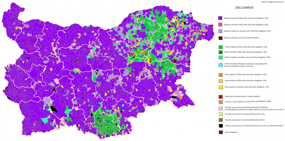 mapa Bugarska etničke