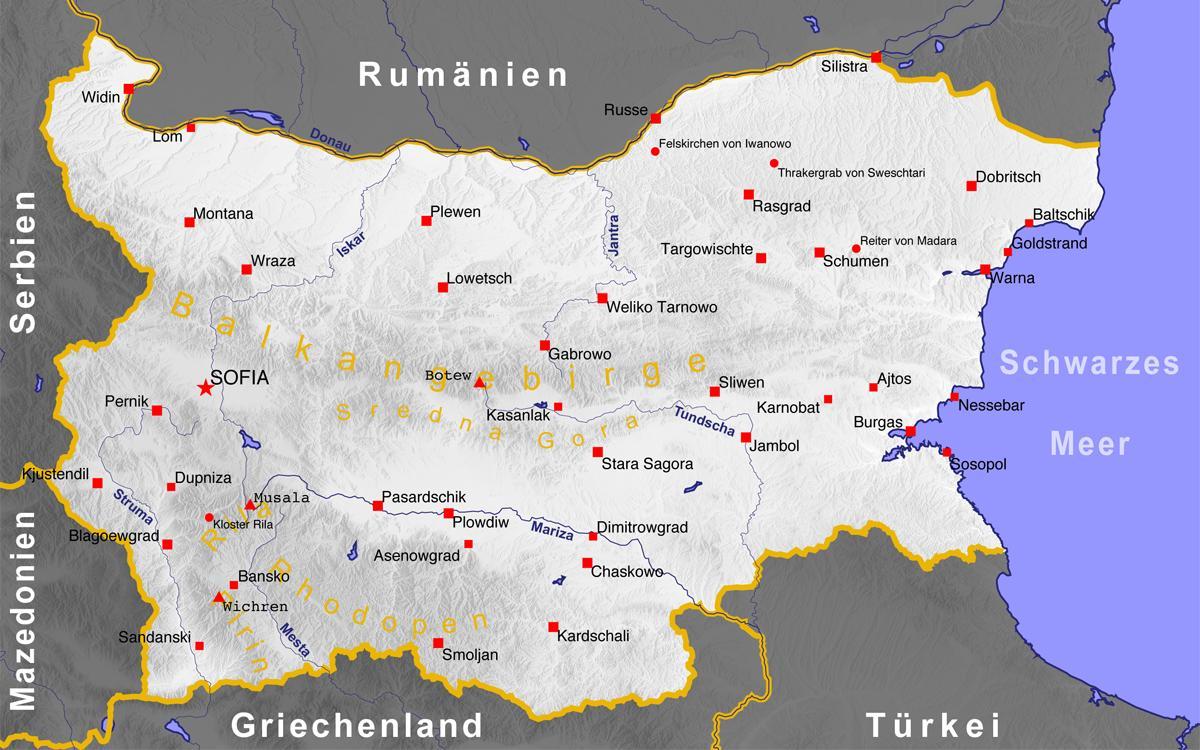 Bugarska gradova mapu