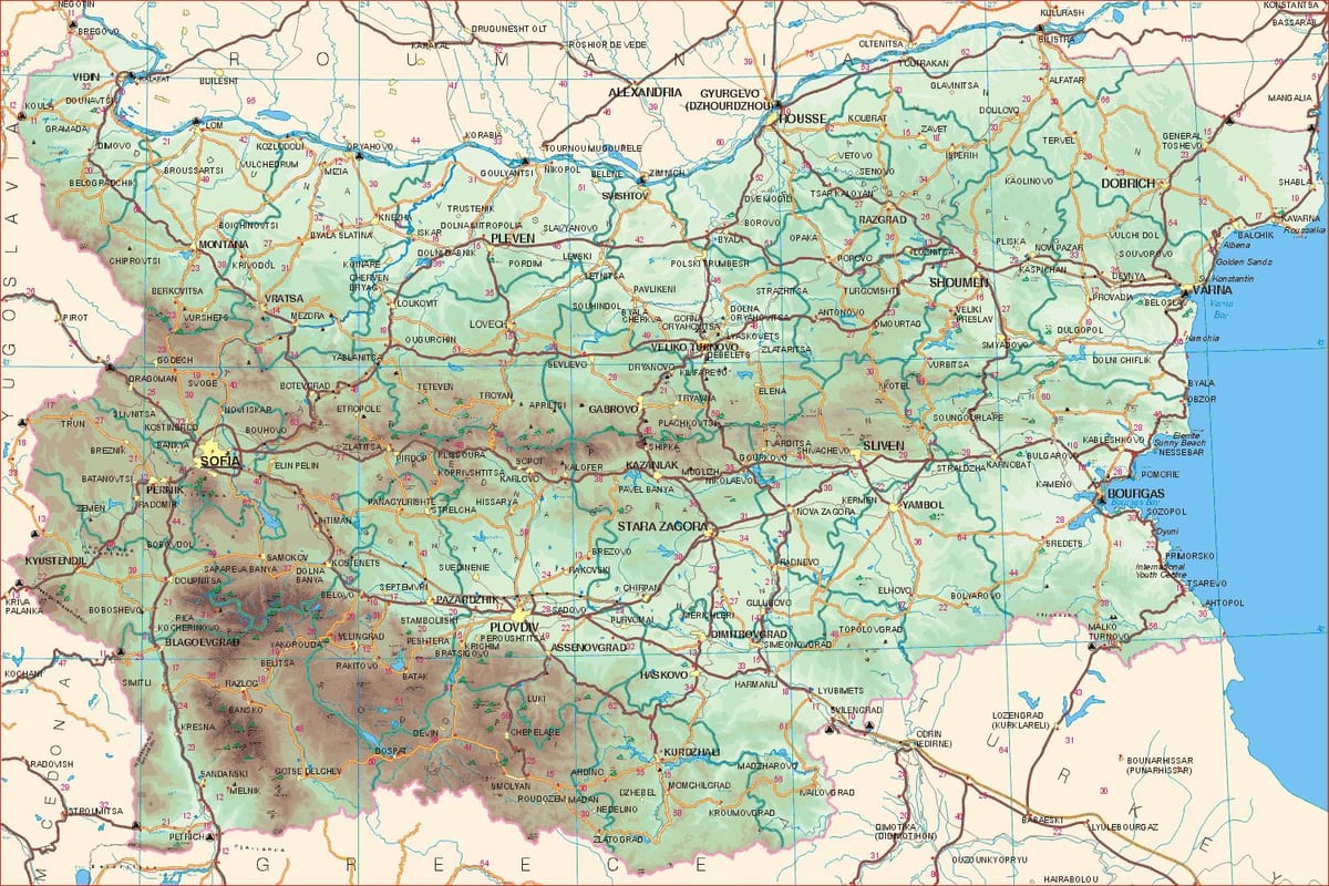 Bugarska mapa puteva