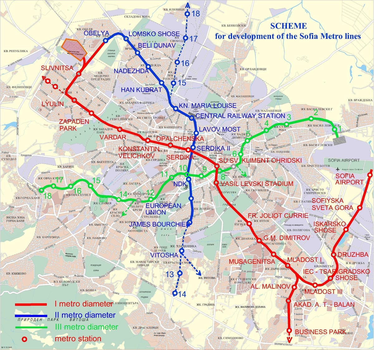 mapa Bugarska metro