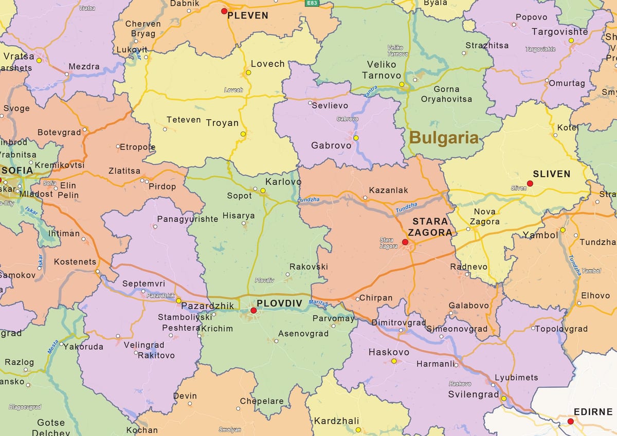 mapa Bugarska politički