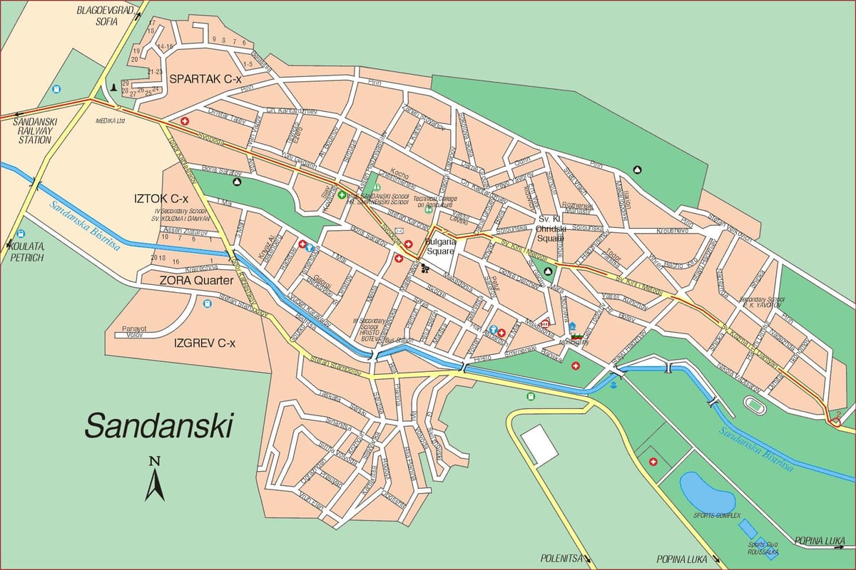 mapa sandanski Bugarska