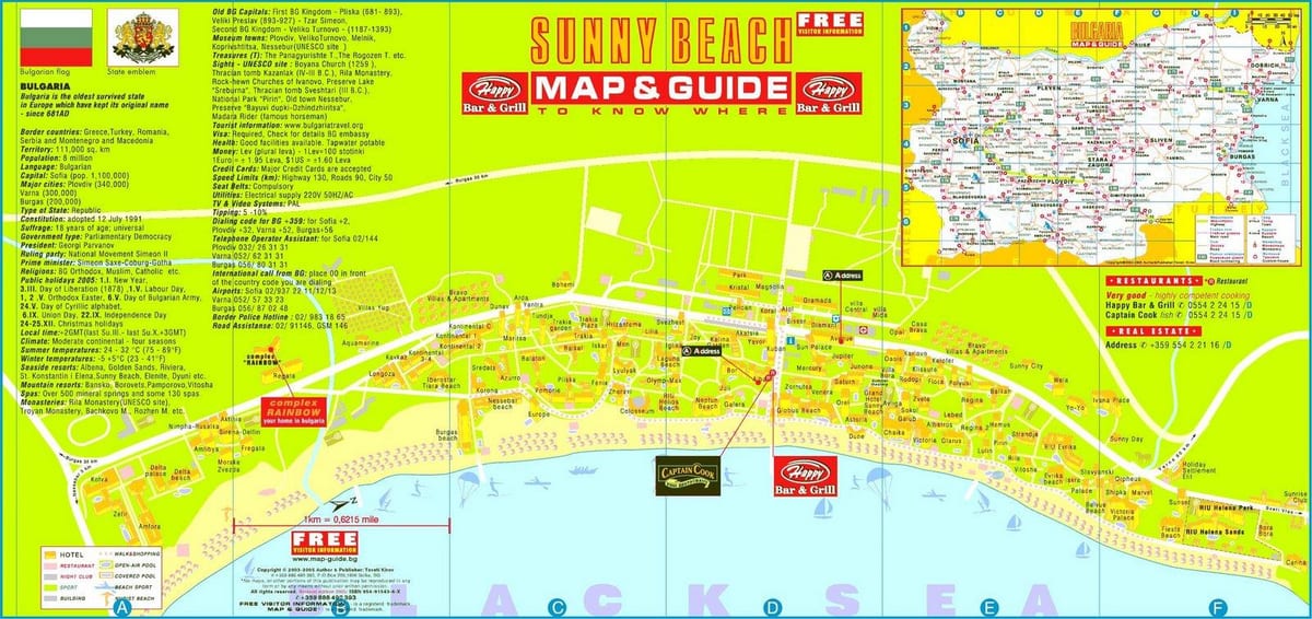 turističke mapu sunčano plaži Bugarska