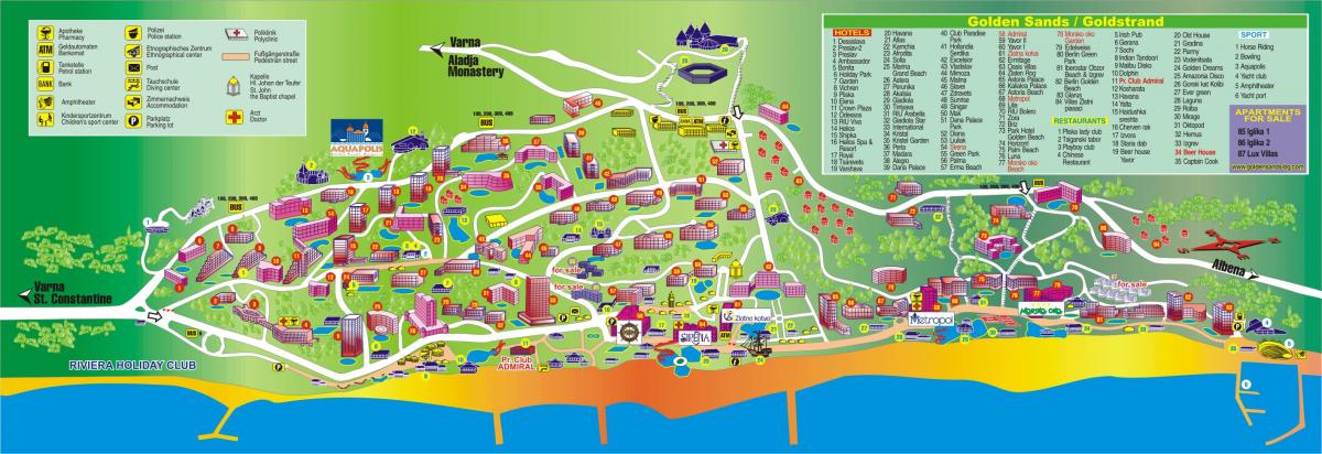 zlatne plaže Bugarska mapu