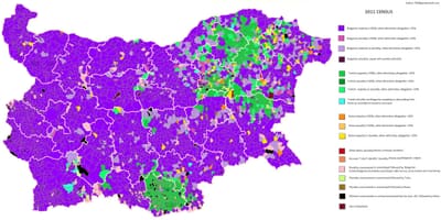 Mapa Bugarska etničke