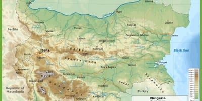 Bugarska topografske mapu