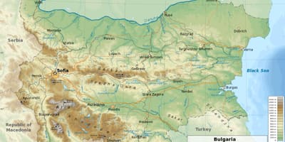 Mapa Bugarska geografiju